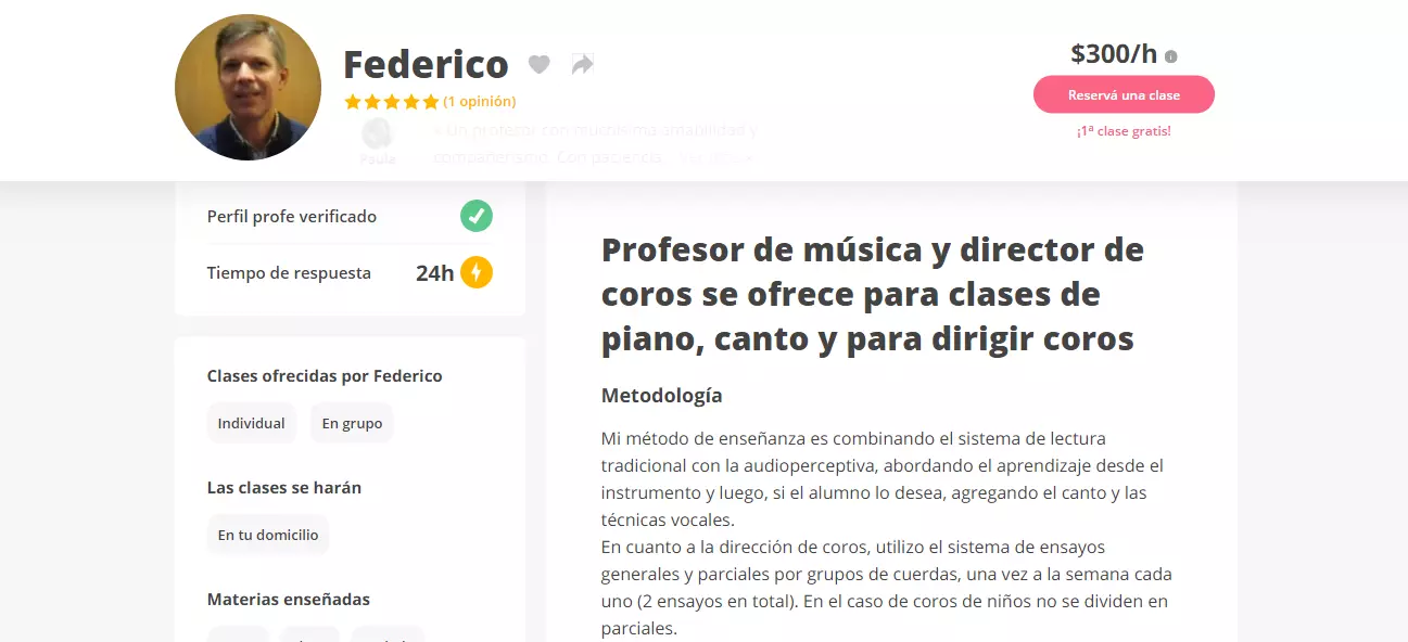 Federico es docente de Música en Rosario.