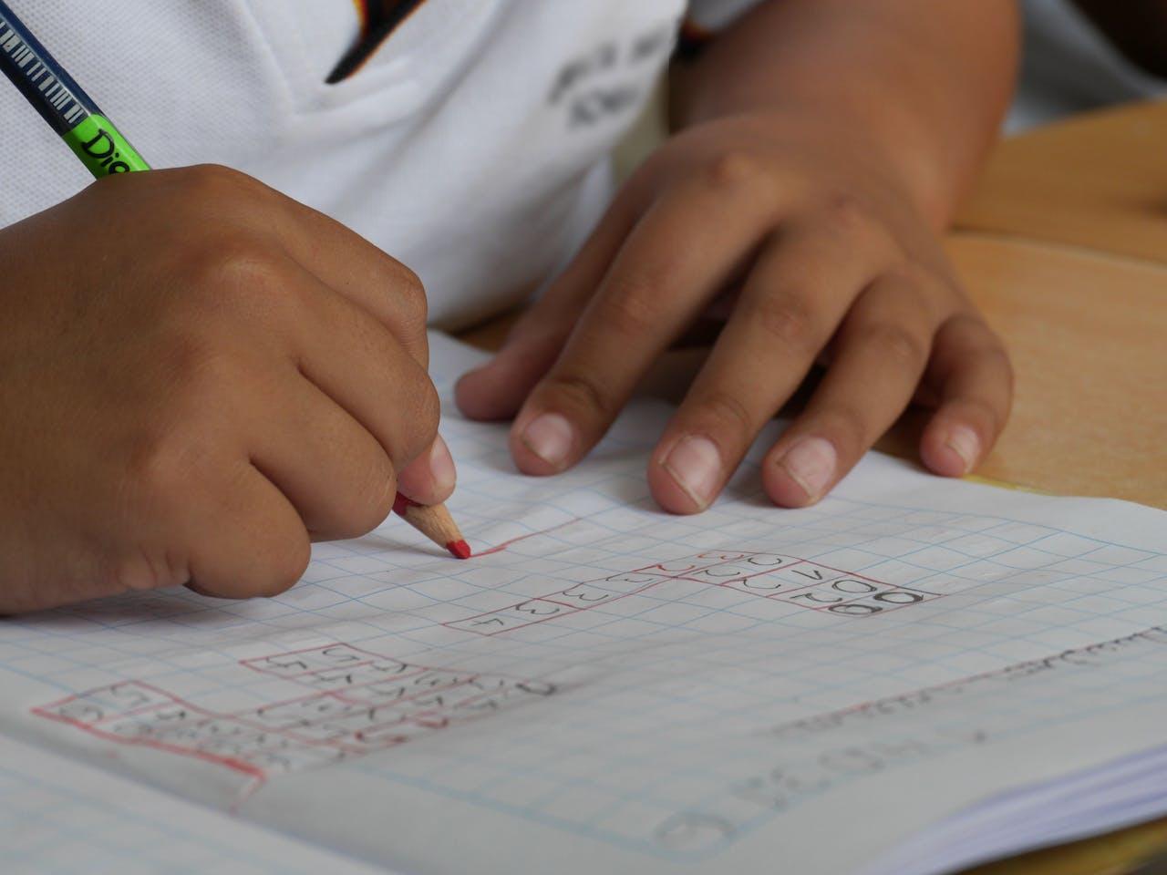 niño haciendo la tarea