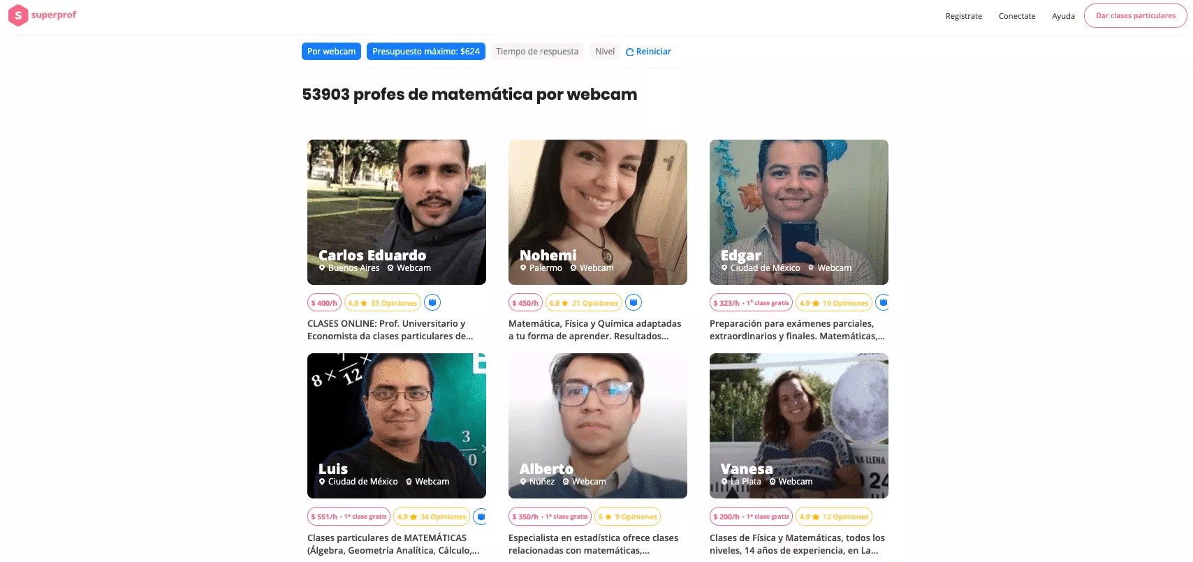 busqueda de profesores de clases particulares de matematica