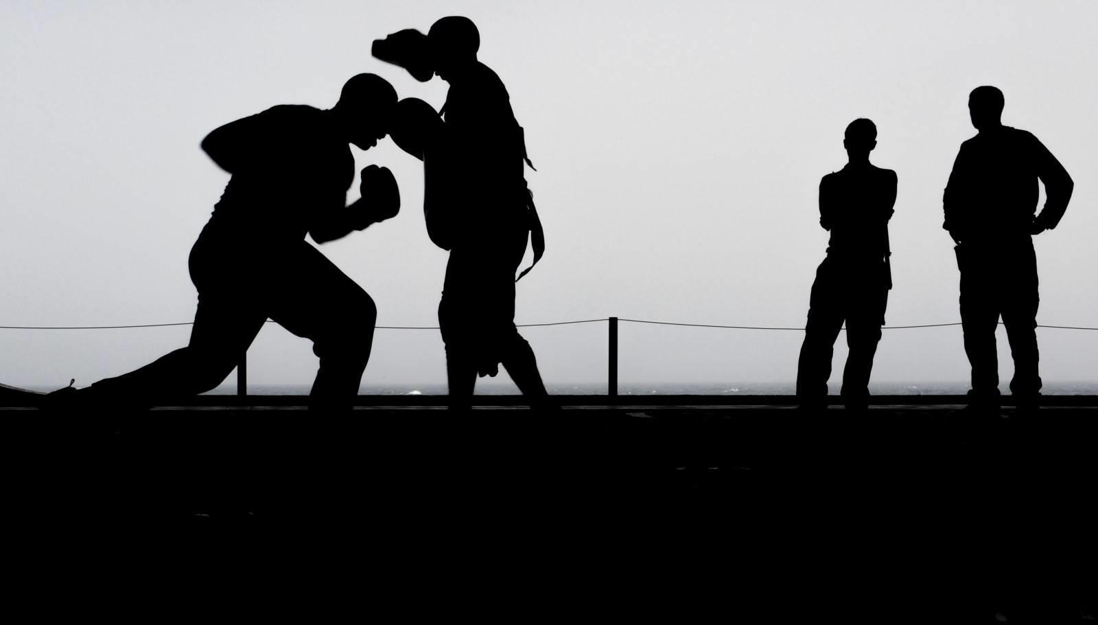 Boxeadores entrenando