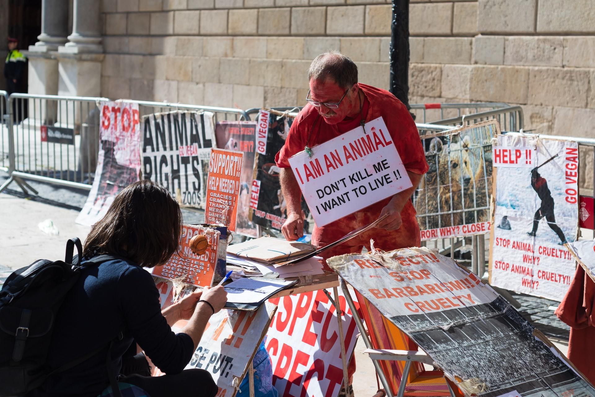 Protesta contra el maltrato animal.