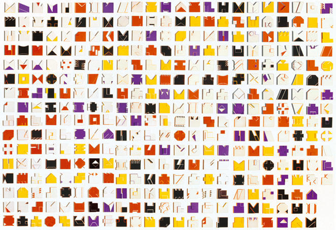 Cuadrados y figuras de colores.