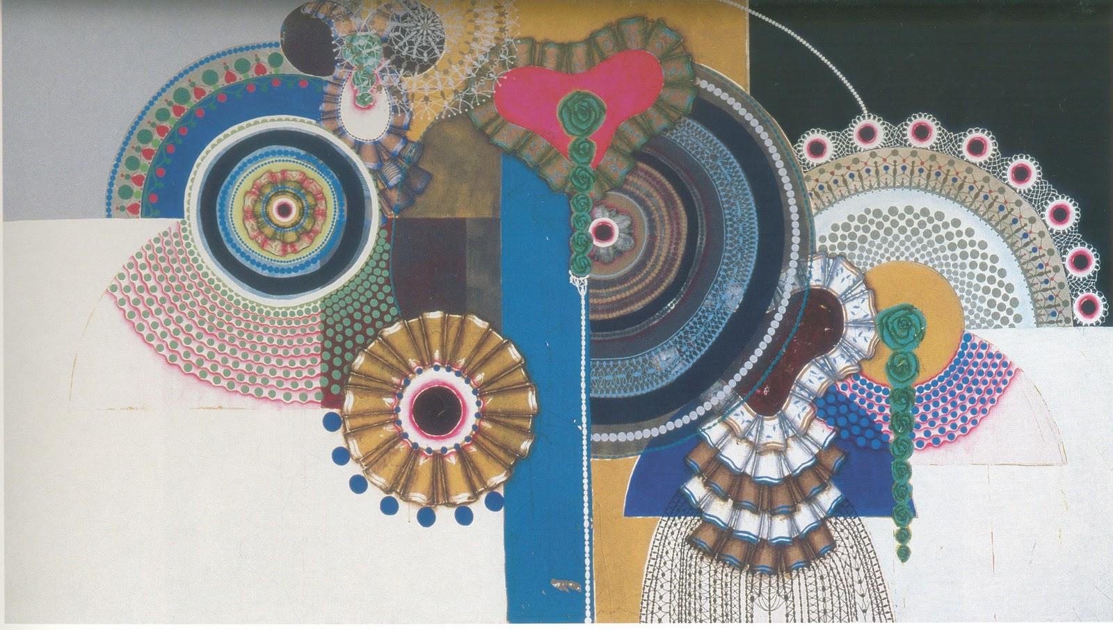 Círculos, puntos y líneas de colores.