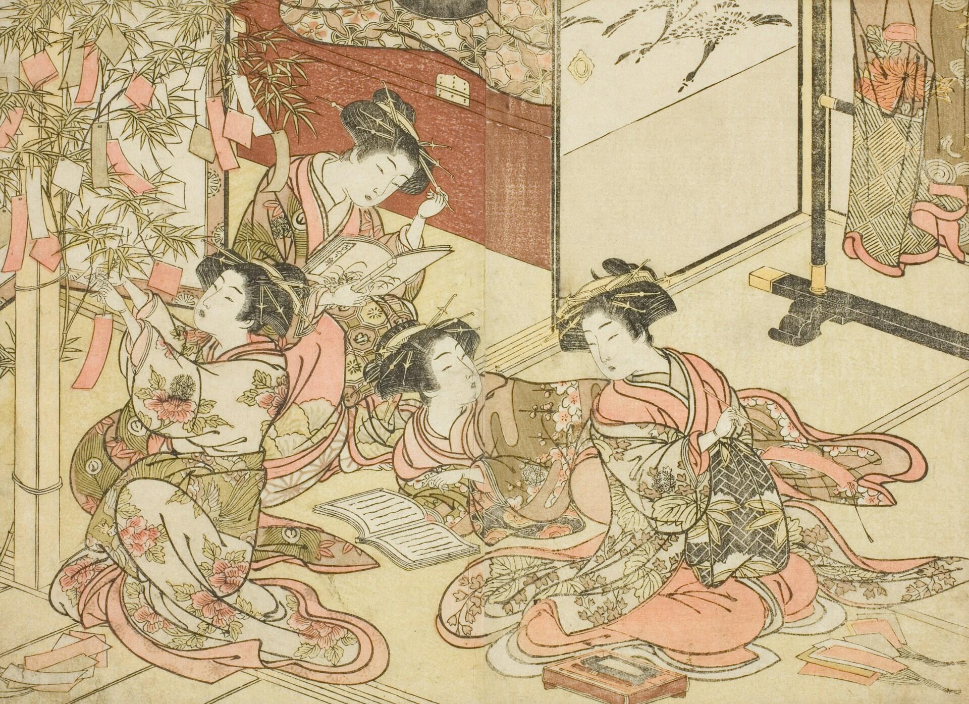 Pintura de mujeres japonesas.