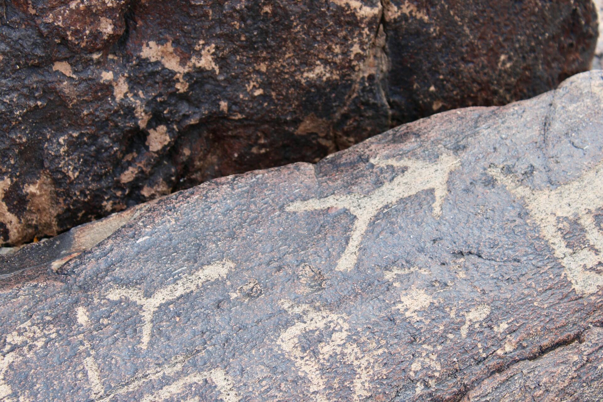 Petroglifos con figuras humanas talladas en roca. Fotografía de Ryan Waldman vía Unsplash.
