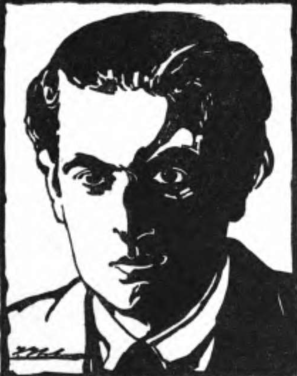  Ilustración en blanco y negro del rostro de Roberto Arlt, escritor argentino. Fuente: dominio público.