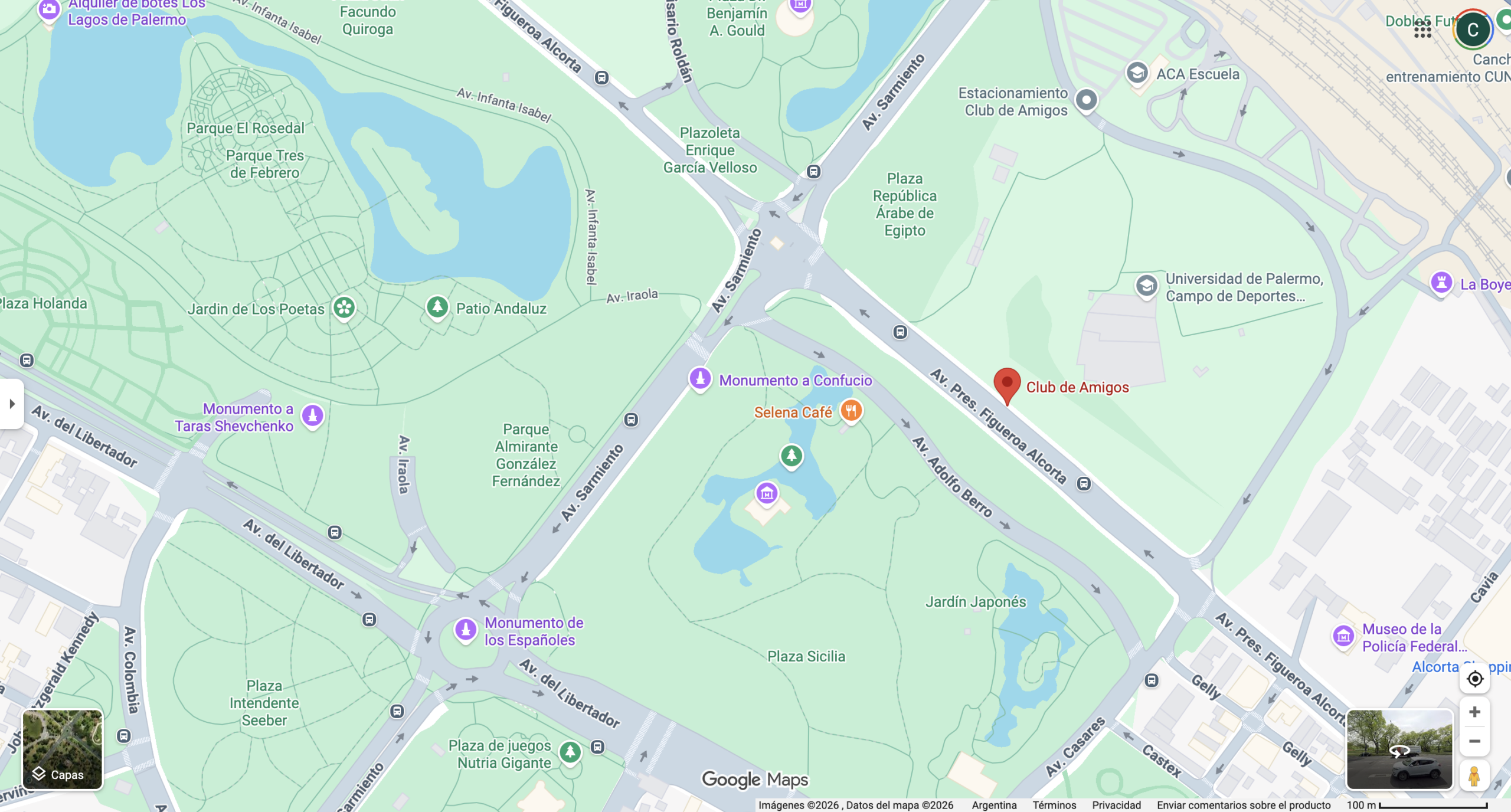 Mapa Club Amigos. Fuente: Google Maps.