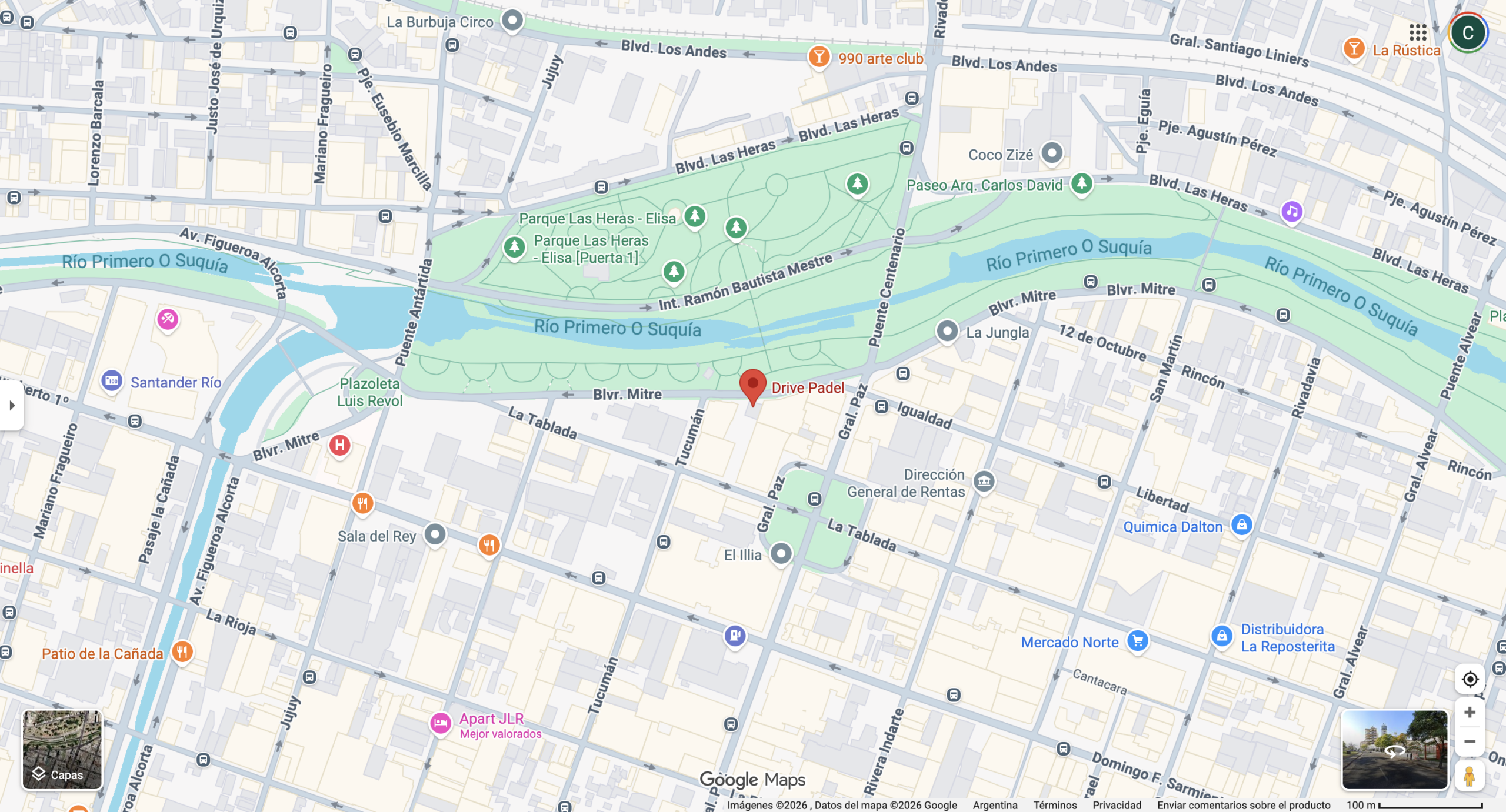Mapa de Google Maps indicando Drive Padel en la ciudad de Córdoba. Fuente: Google Maps.