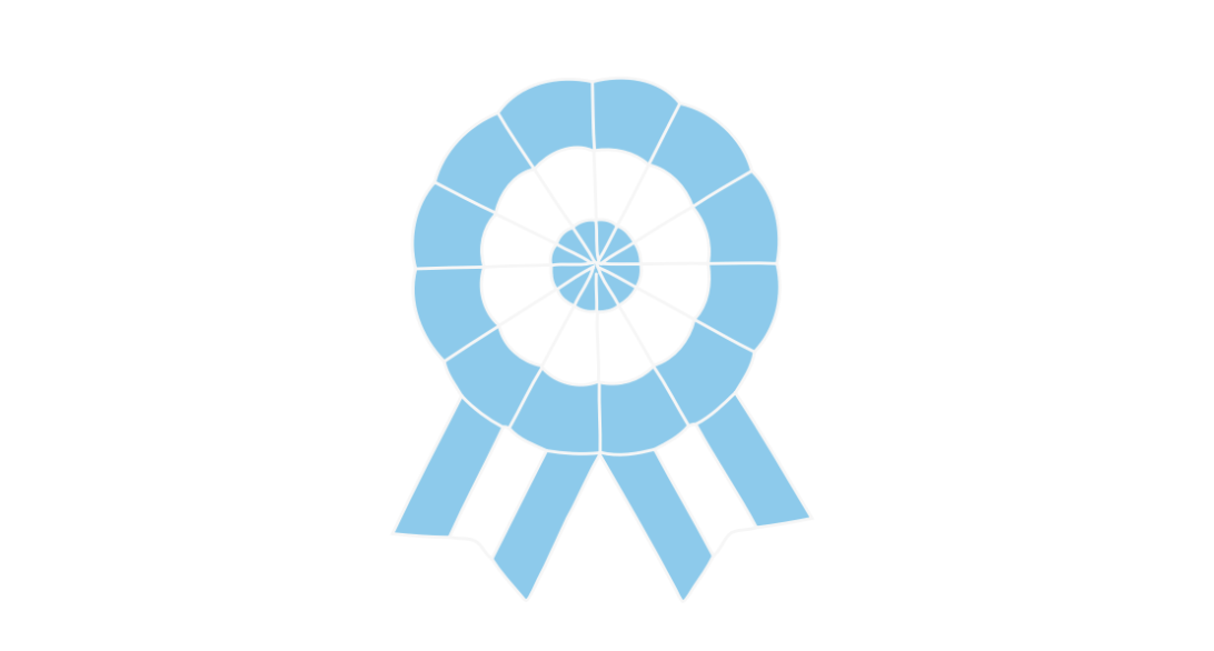 Ilustración digital sobre fondo blanco que representa una escarapela argentina clásica con forma de roseta y dos cintas inferiores. Fuente: Wikimedia Commons.