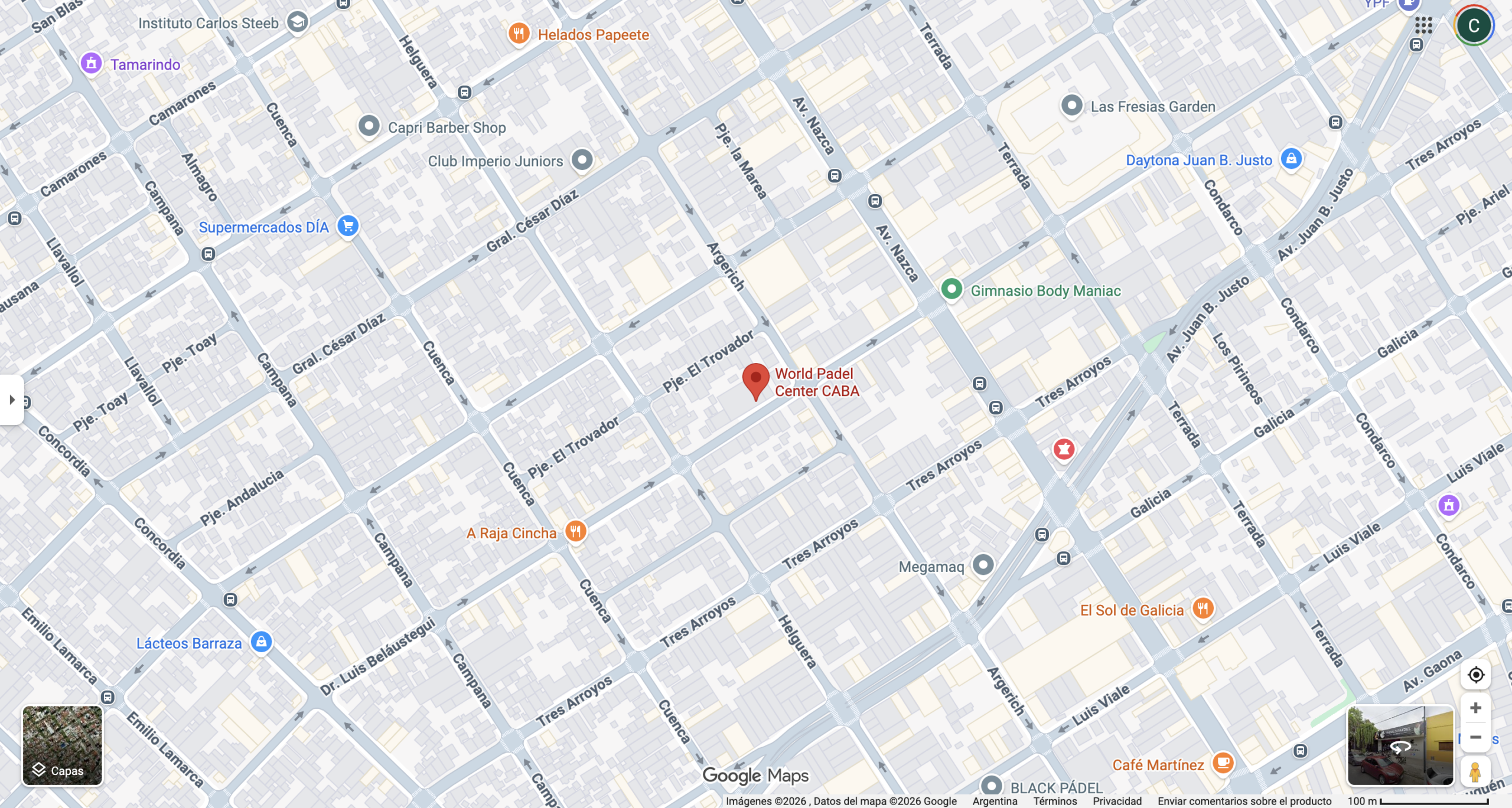 Mapa World Padel. Fuente: Google Maps.