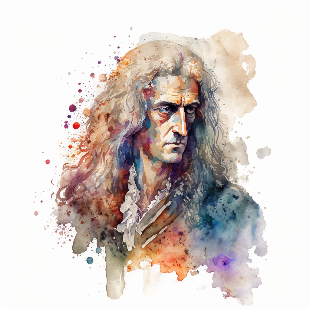 Isaac Newton Portrait in Wasserfarben
