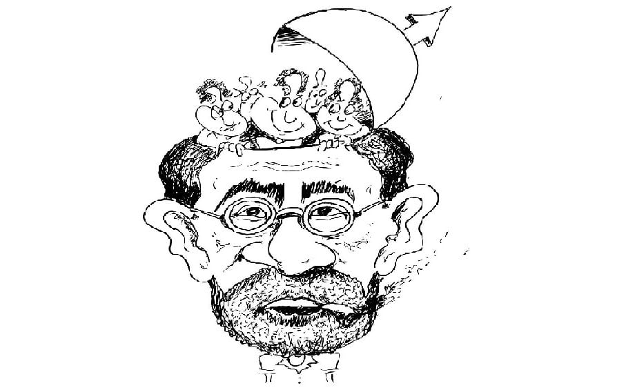 Eine schwarz-weiße Karikatur von Sigmund Freud