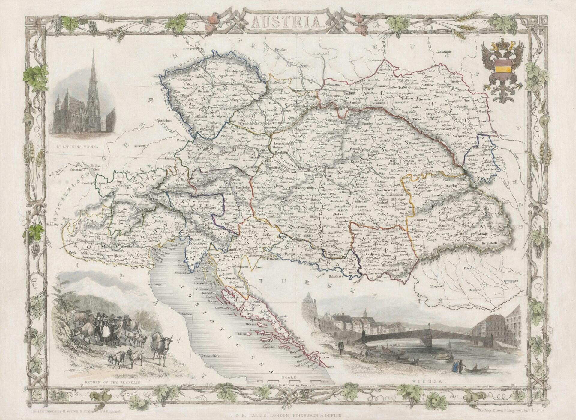 Antike Karte von Österreich