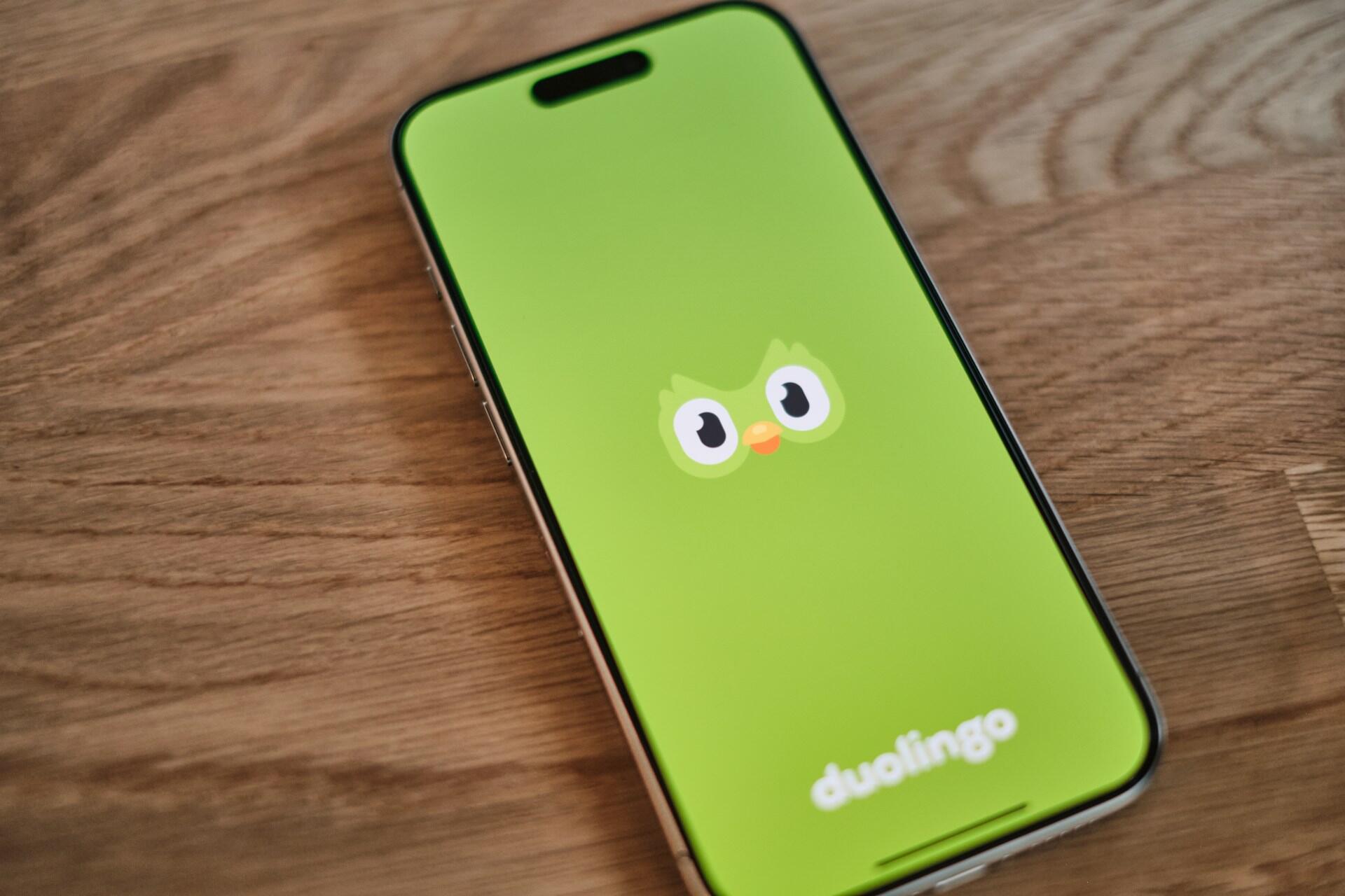 The Duolingo app on a phone.