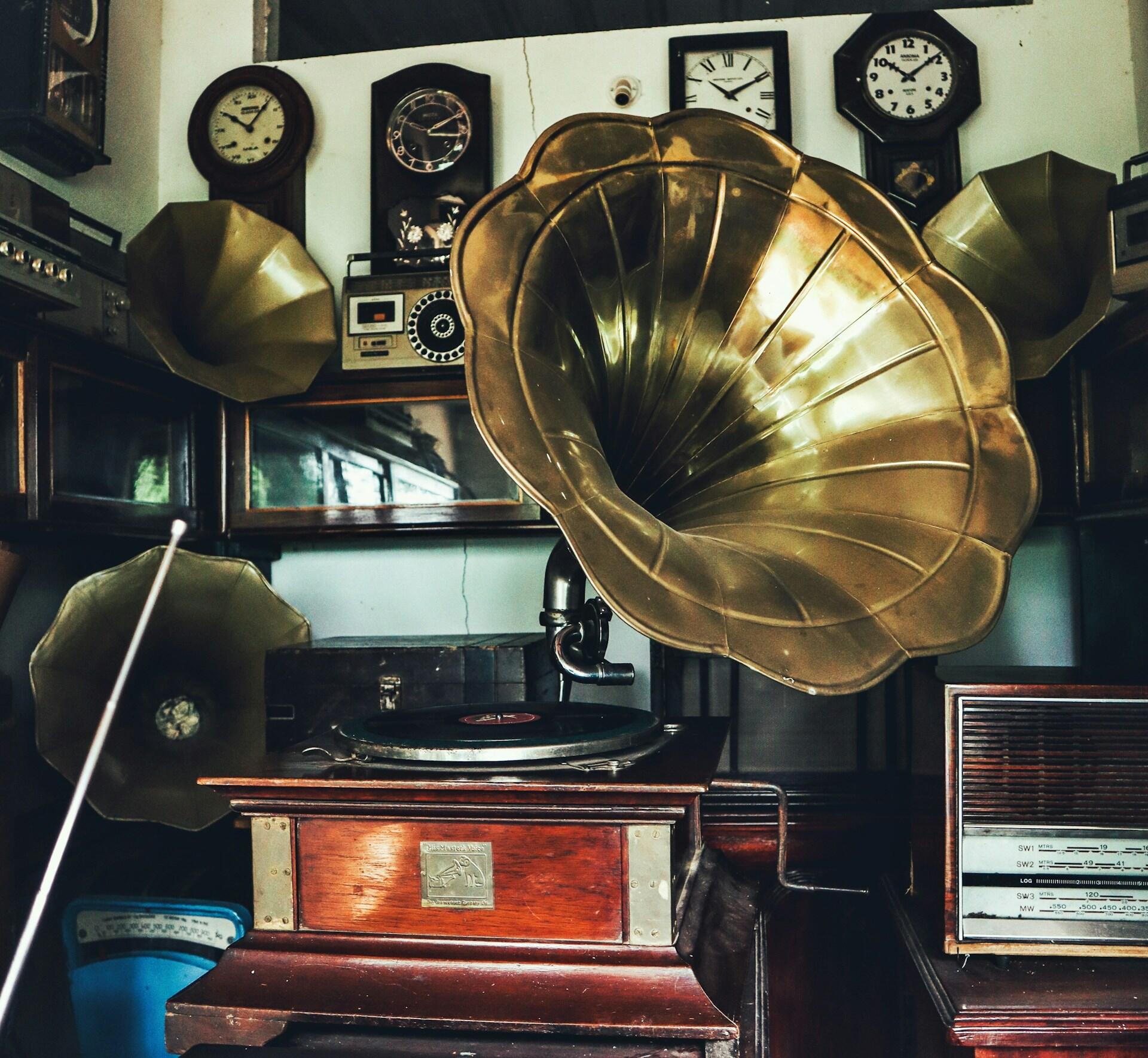 old music instruments on display