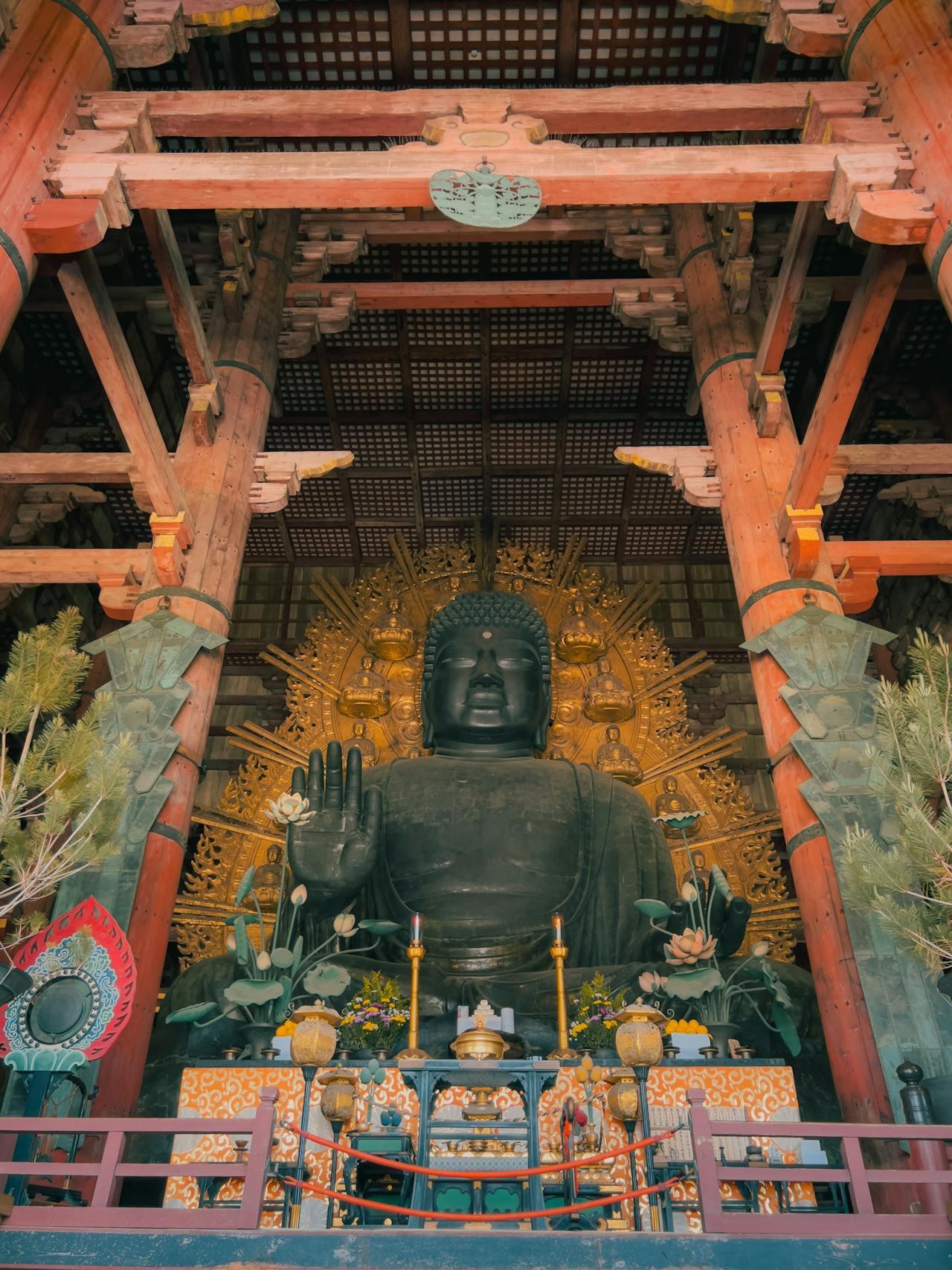 the Great Buddha statue surrounded by holy items