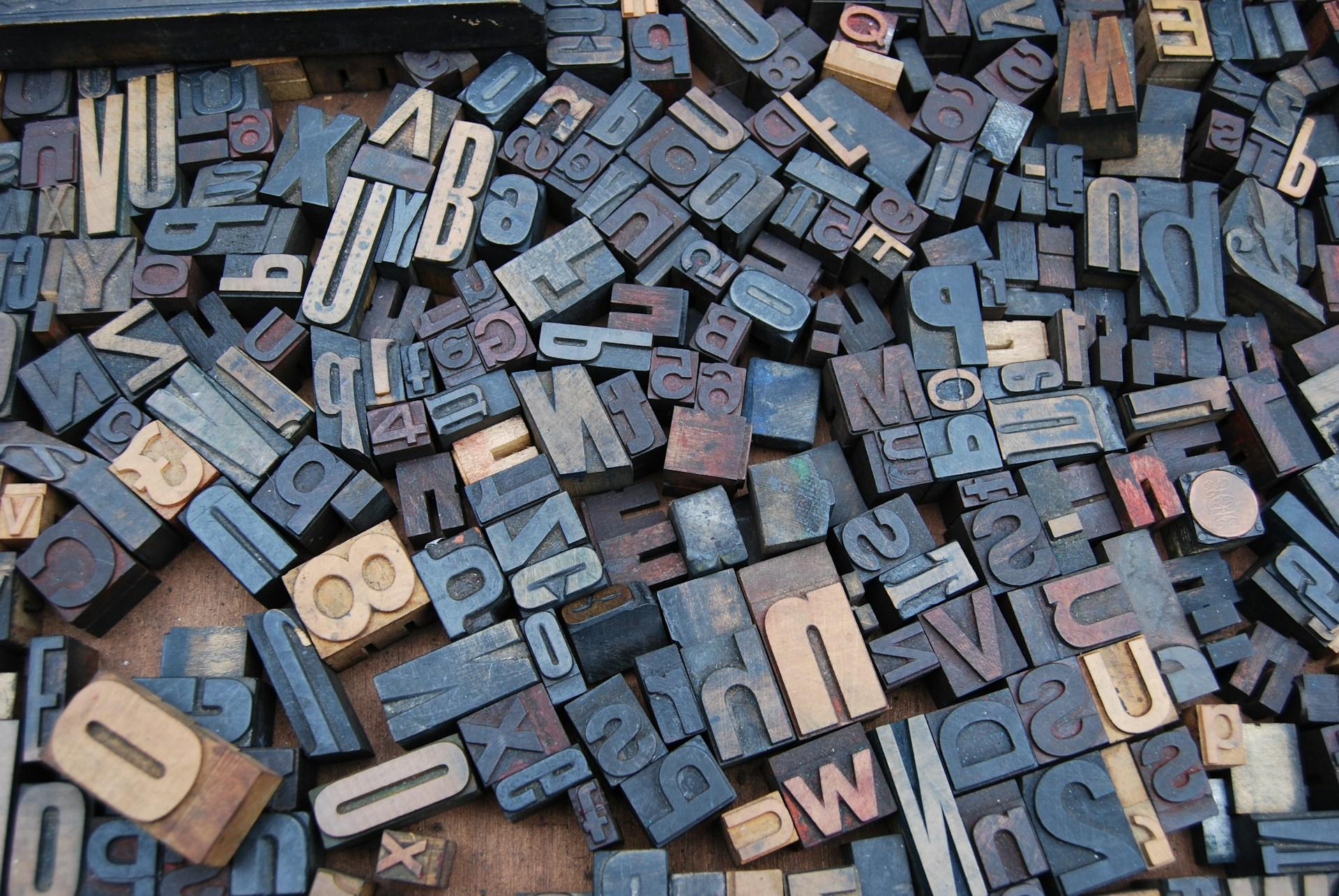 A pile of press printing blocks.