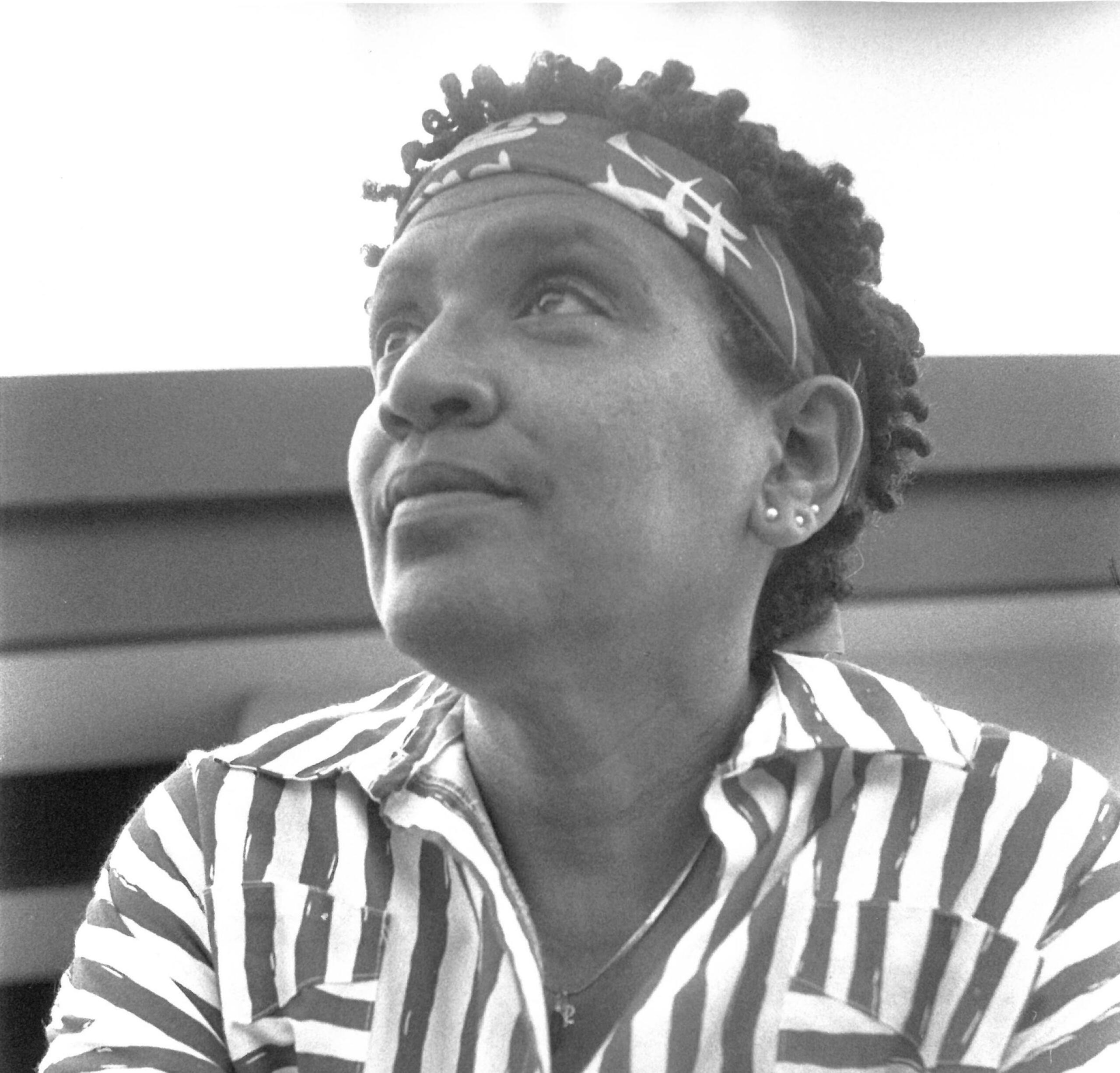 black and white photo of Audre Lorde