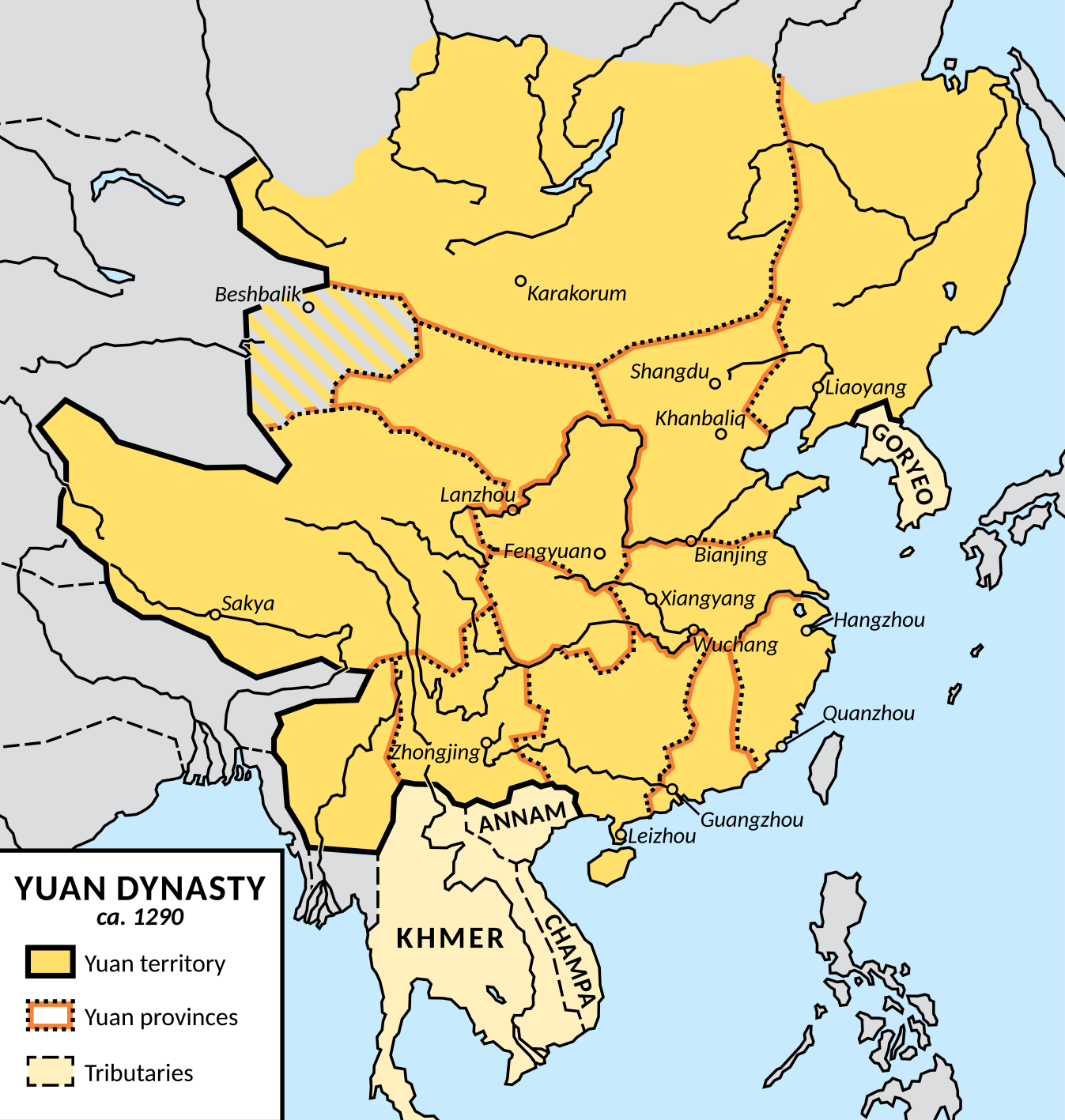Map of the Yuan dynasty ca.1290.