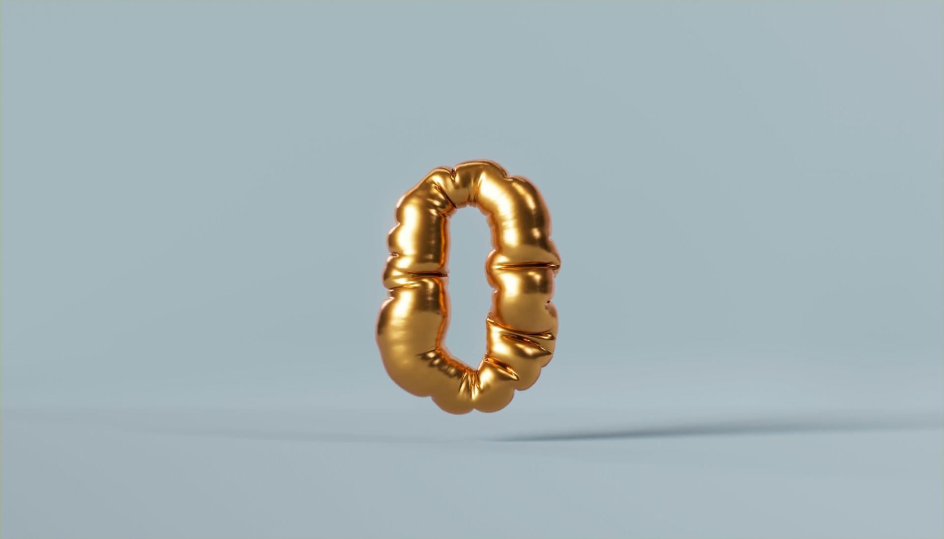 A golden ballon of the number zero.