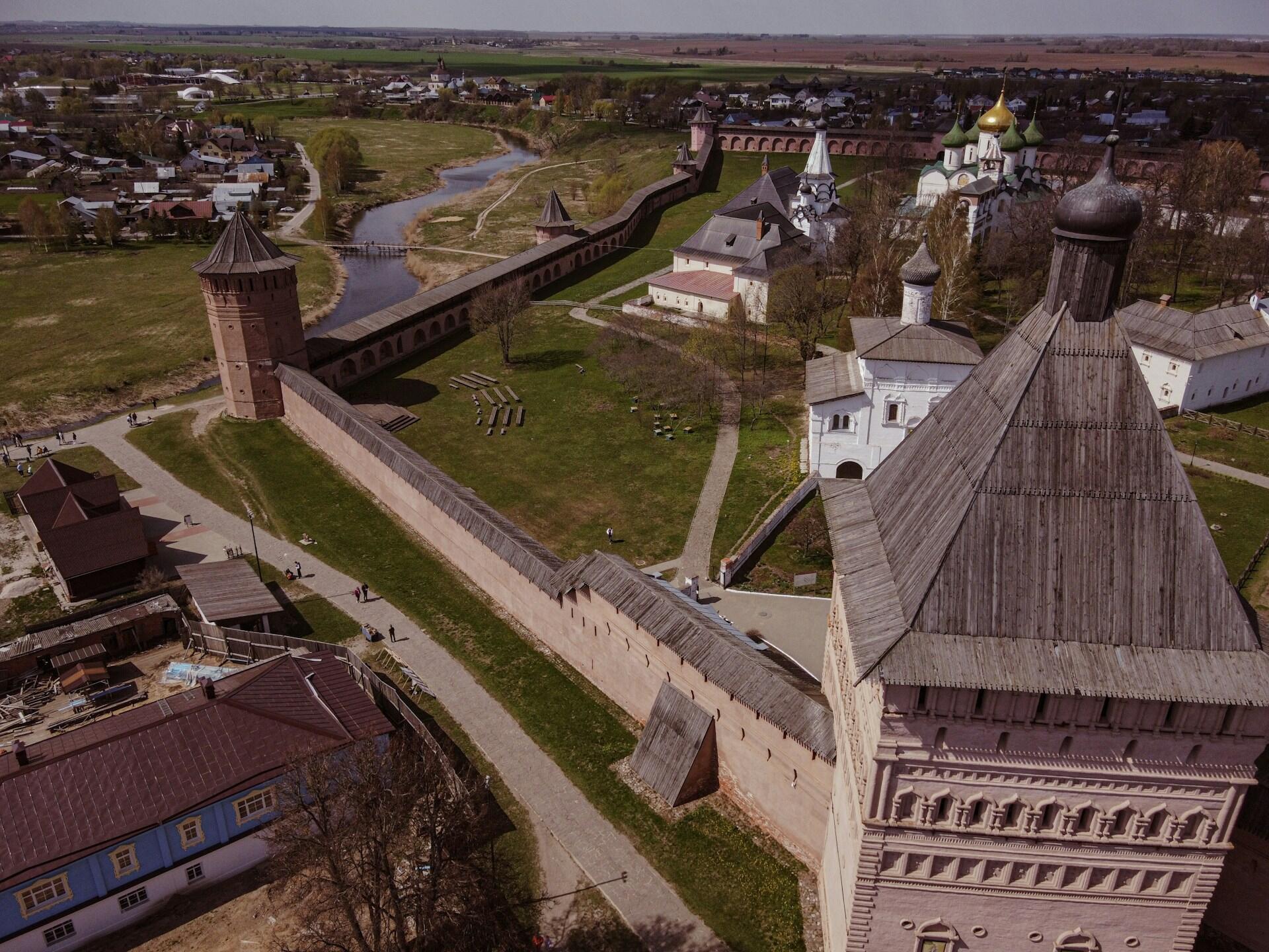 Aeria view of Medieval ramparts.