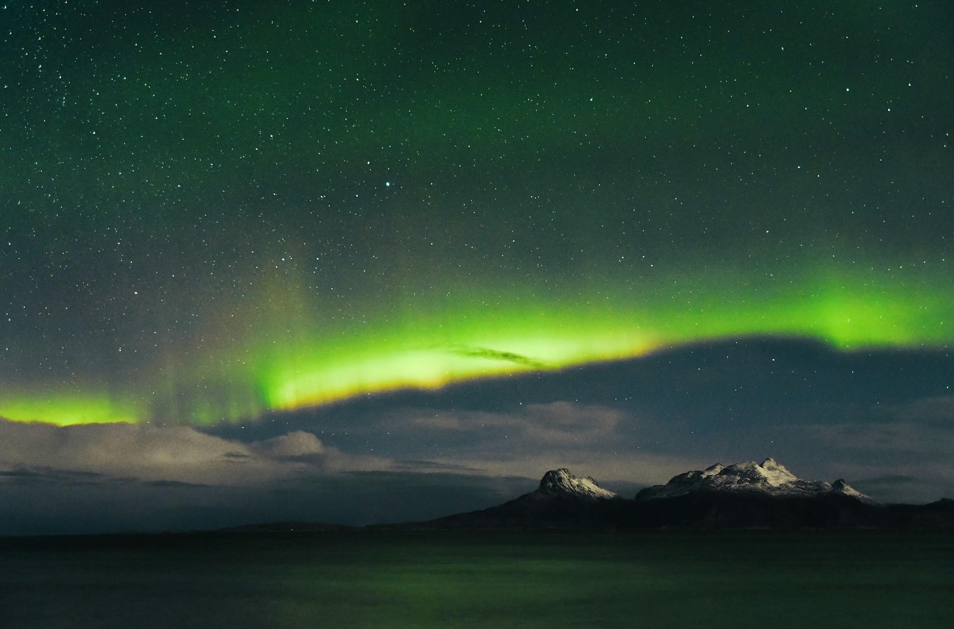 An aurora in Lotofen Islands, Norway.