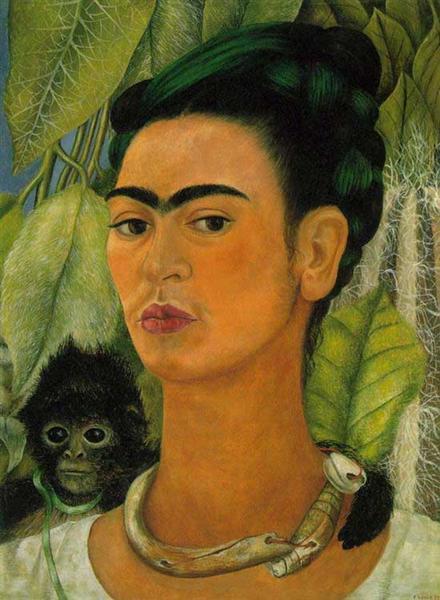 painting 'self portrait with a monkey' by Frida Kahlo