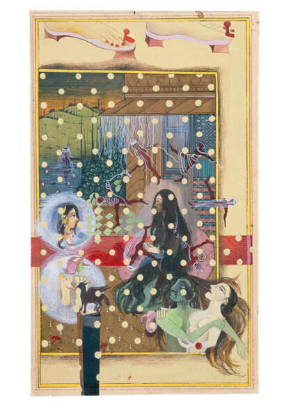 Then and N.O.W—Rapunzel dialogues Cinderella (1997) by Shahzia Sikander