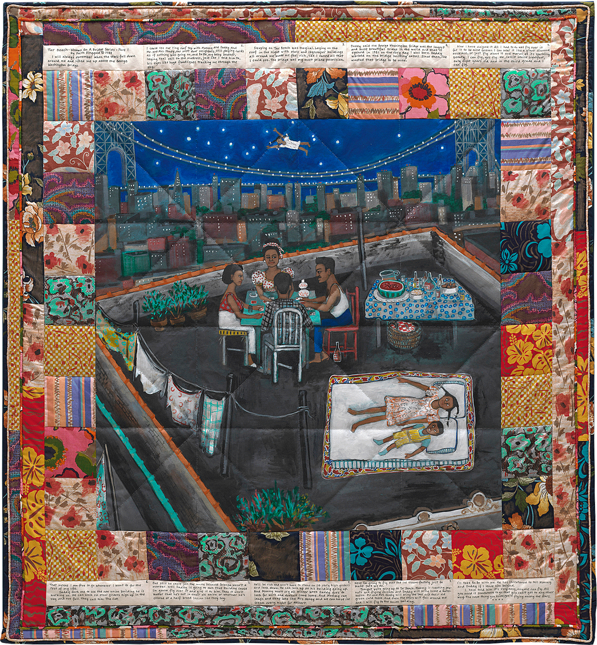 Woman on a Bridge #1 of 5: Tar Beach (1988) by Faith Ringgold