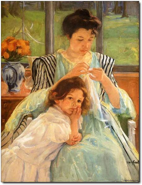 Young Mother Sewing (1900) by Mary Cassatt