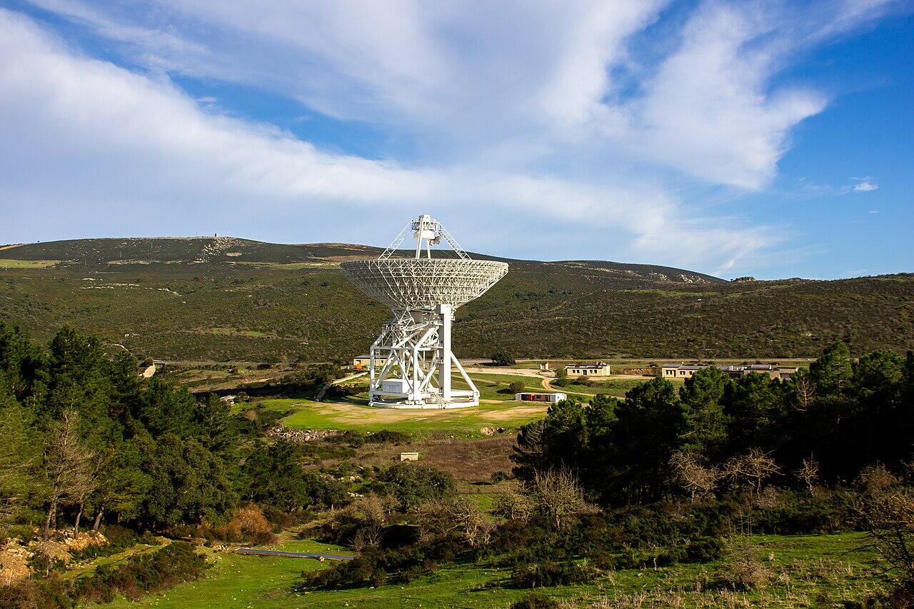 The Sardinia Radio Telescope, a 64-metre radio telescope in Sardinia, Italy.