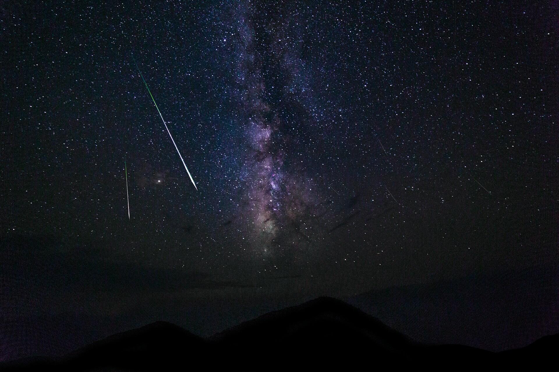 meteor shower at night