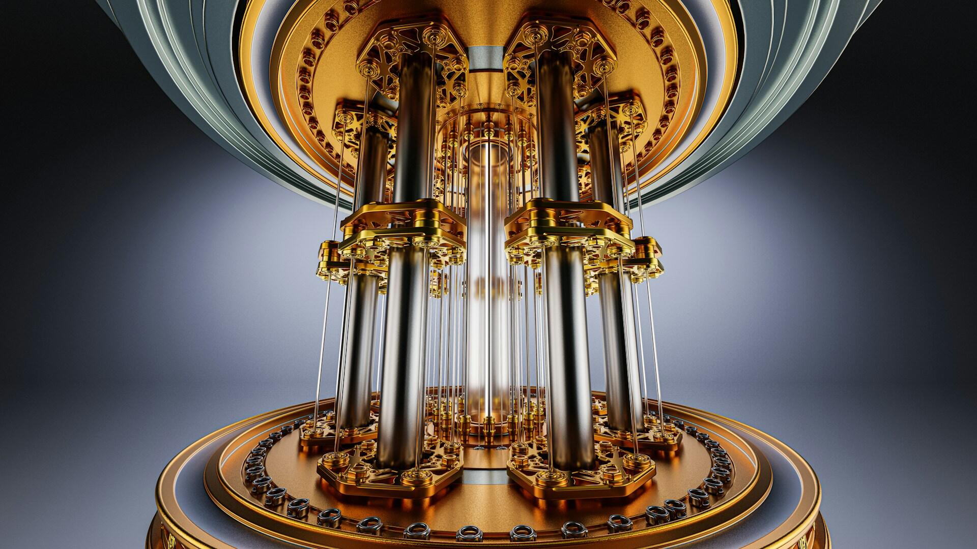 A 3D render of a quantum computer. 