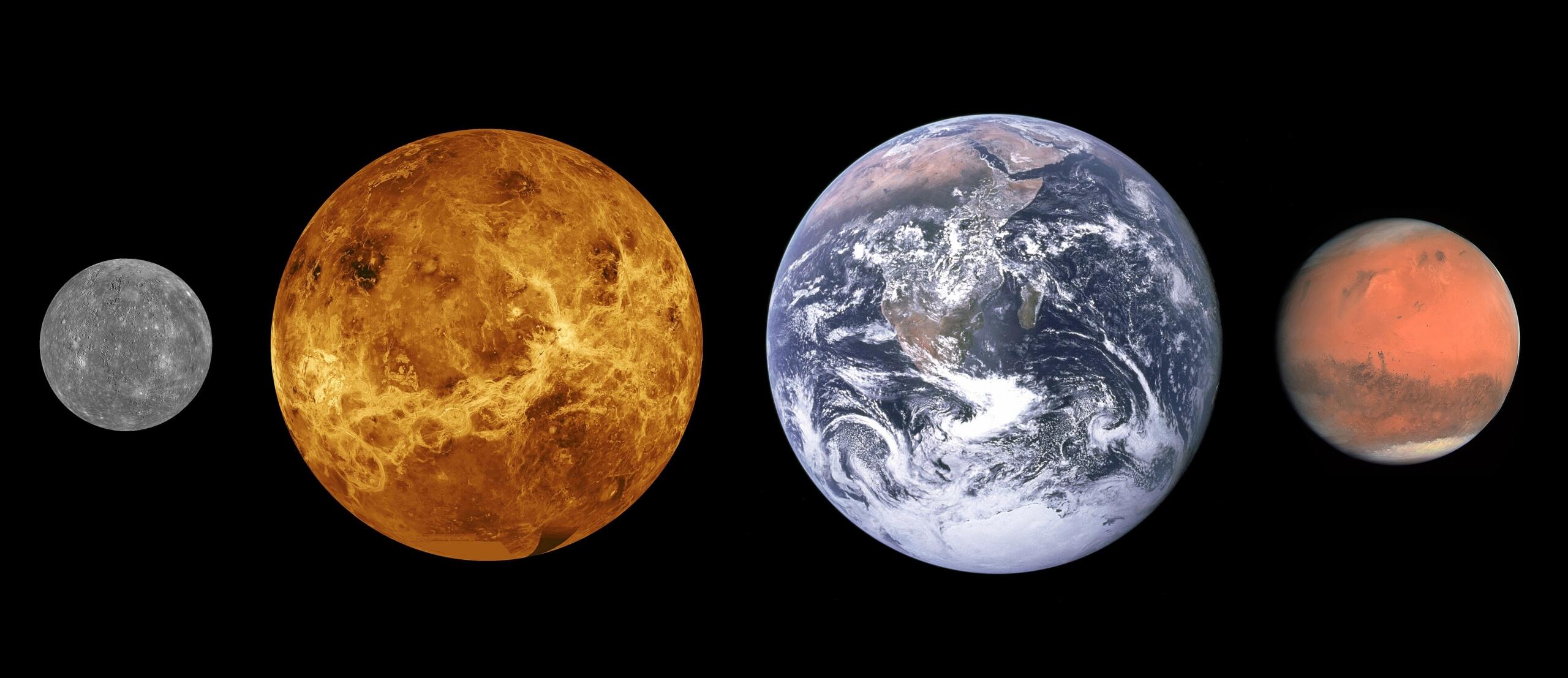 Mercury, Venus, Earth, and Mars