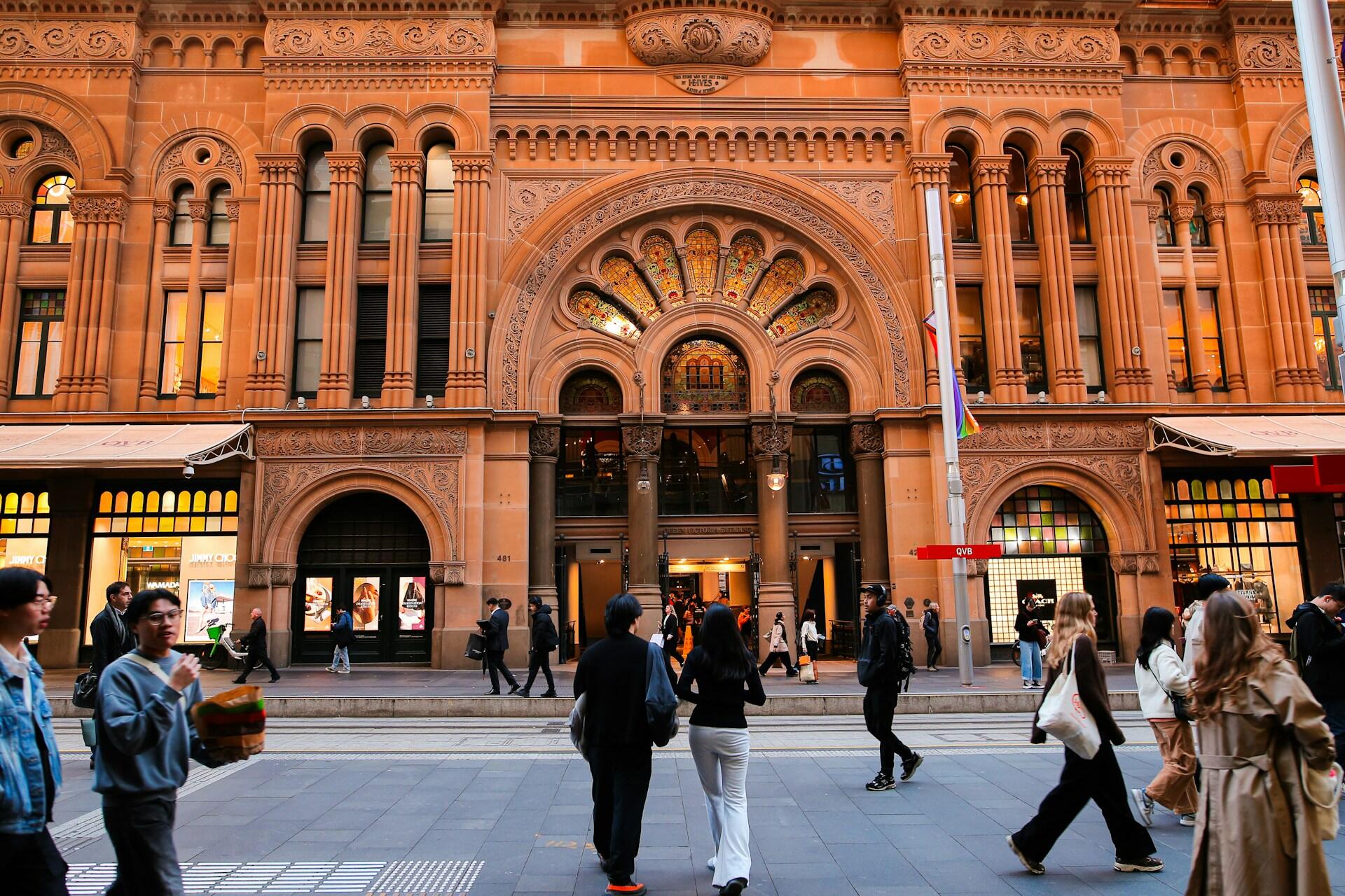 People walking through central Sydney, Australia