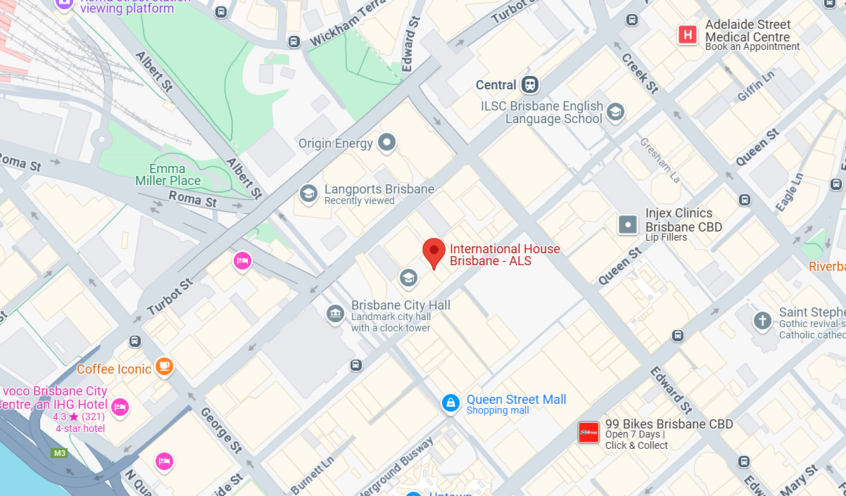 Map highlighting the location of International House Brisbane – ALS.