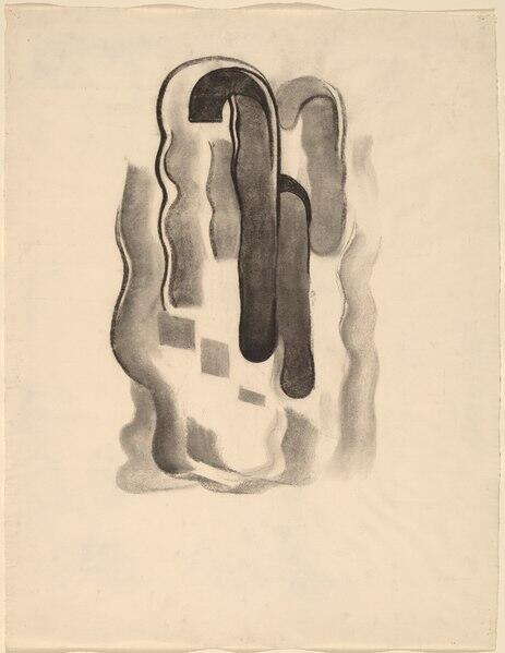 O'Keeffe's abstract charcoal drawing