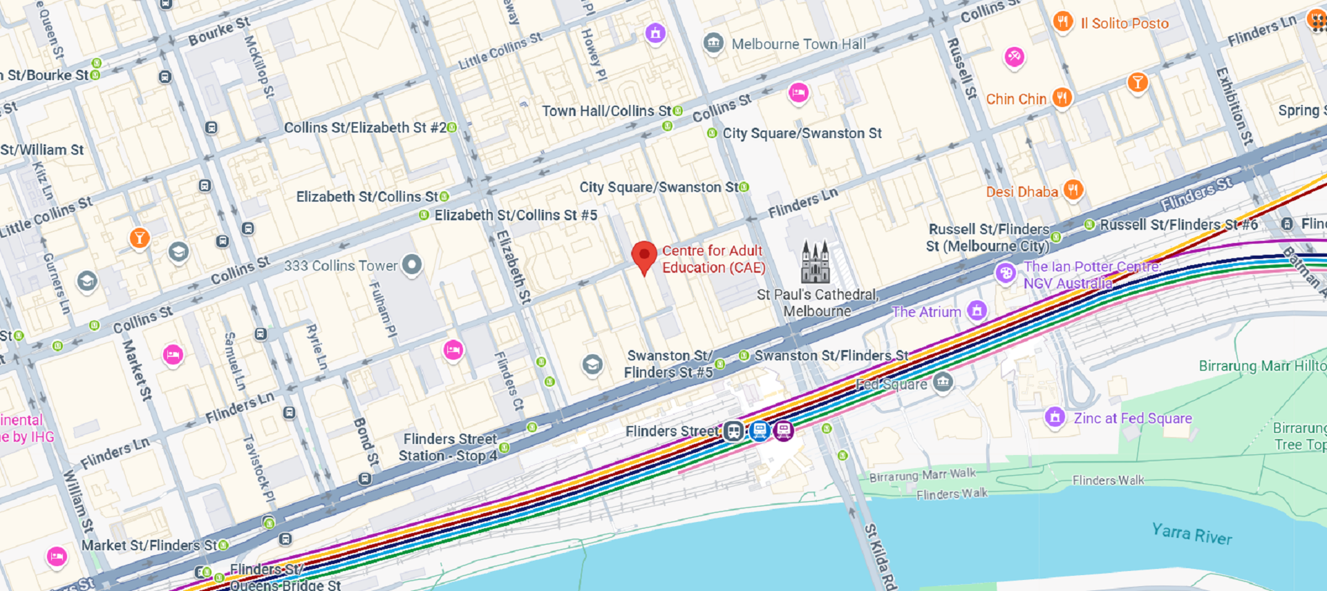 A Melbourne area map showing the adult education facility.