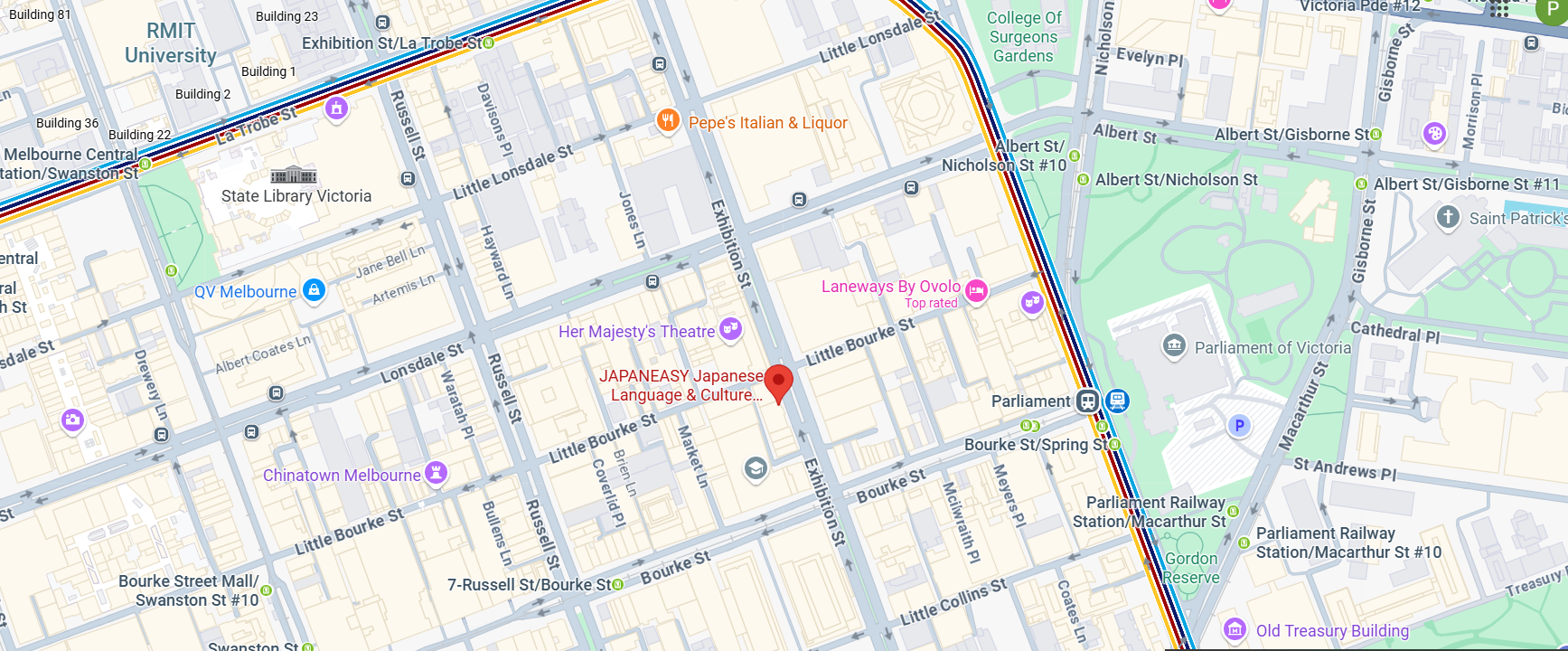 A map showing a location in Melbourne