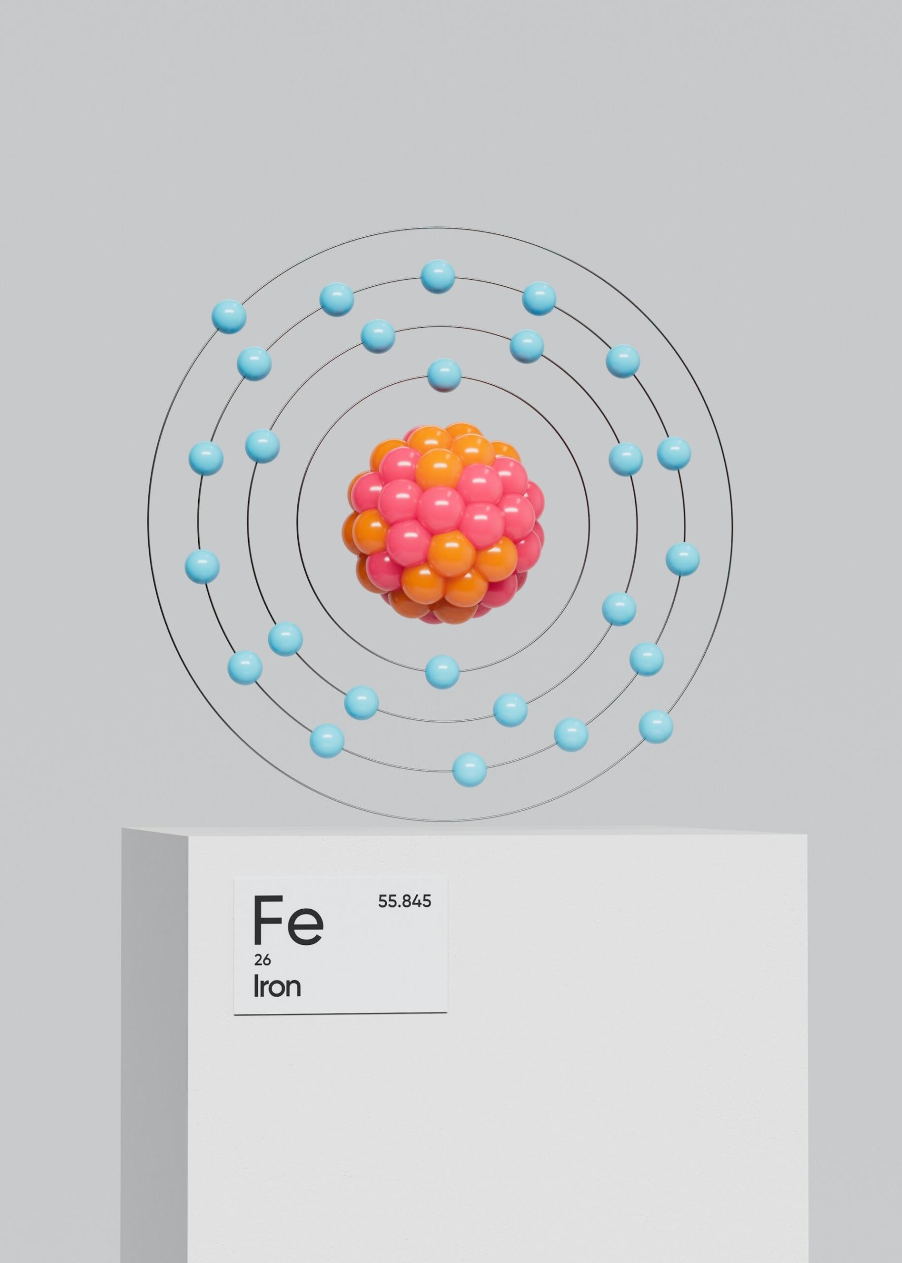 A model of an iron atom. 