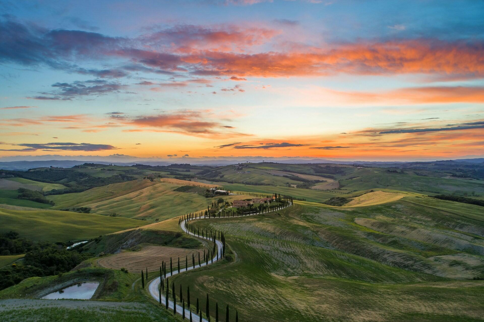 A sunset in Tuscany, Italy.