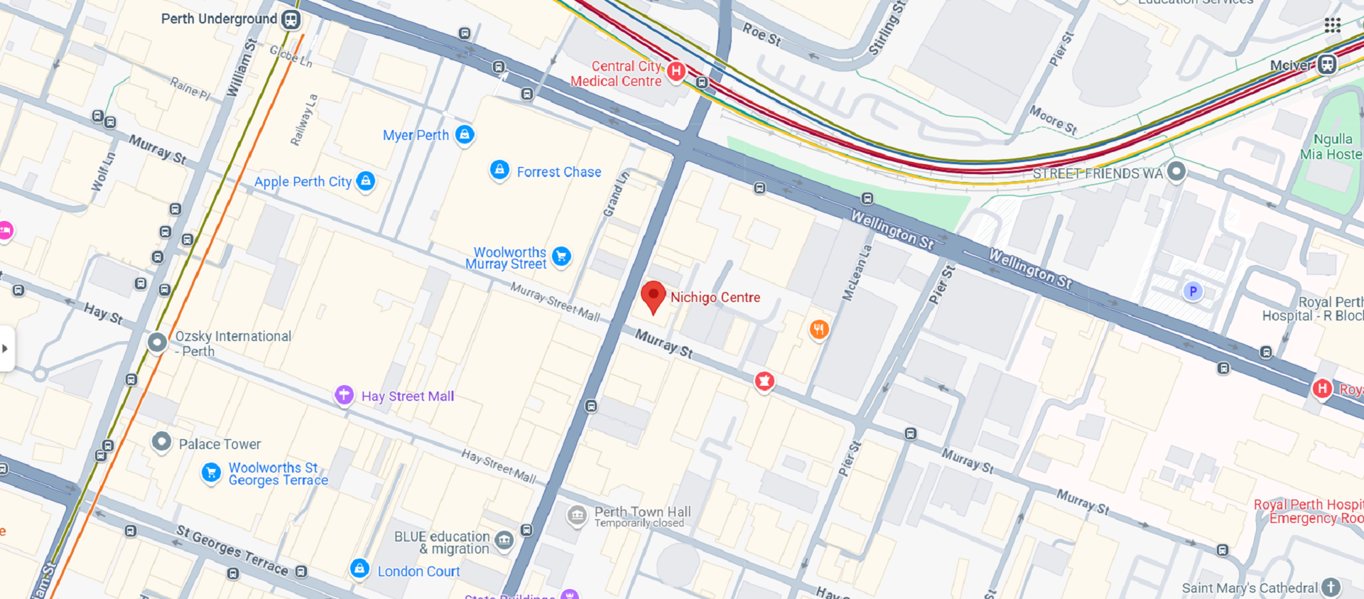 A map showing a location in Perth Australia.