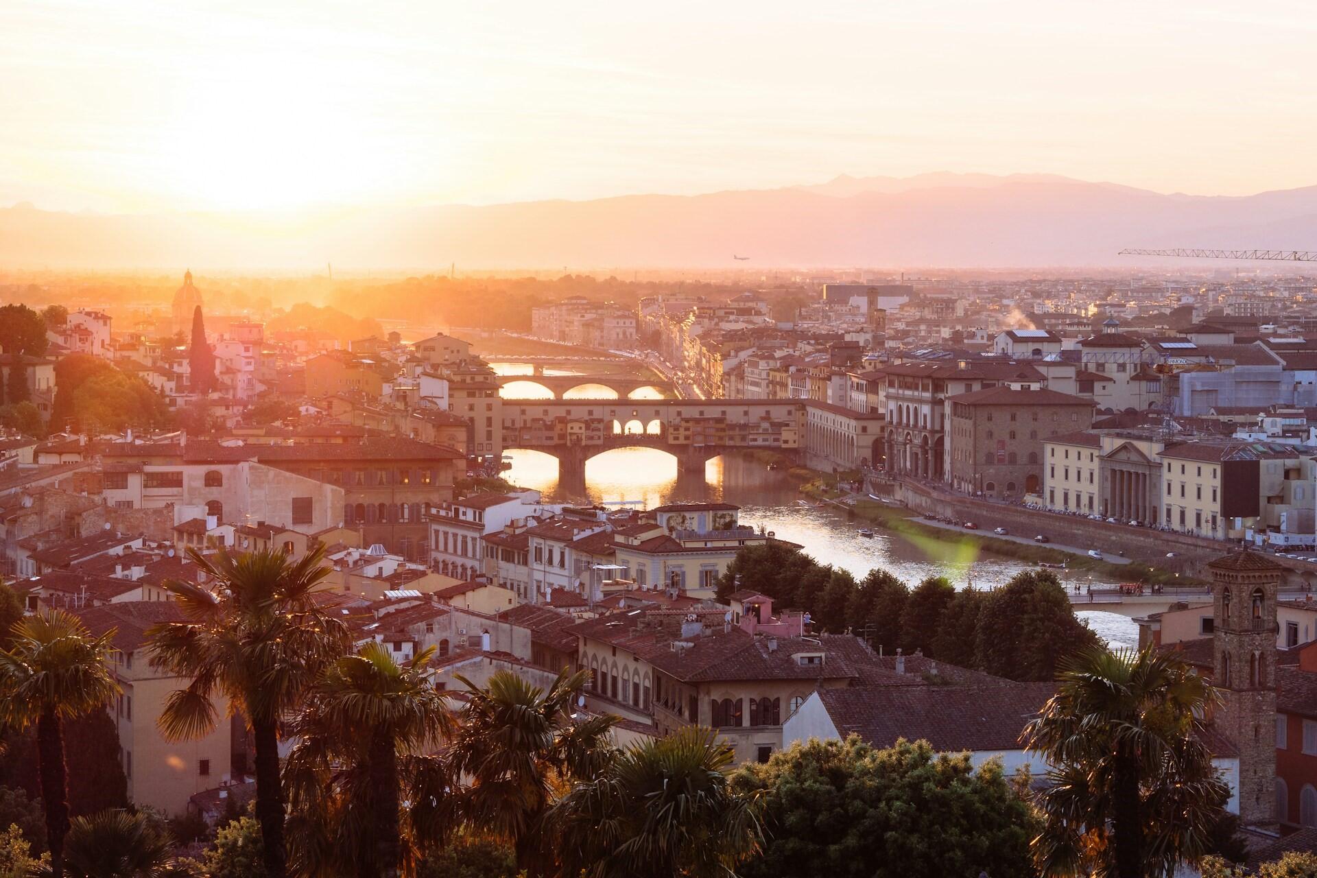 A sunset over Florence, Italy.