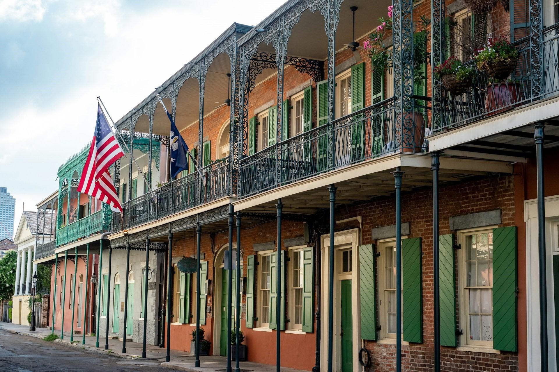A view of a street in the French Quarter, New Orleans.
