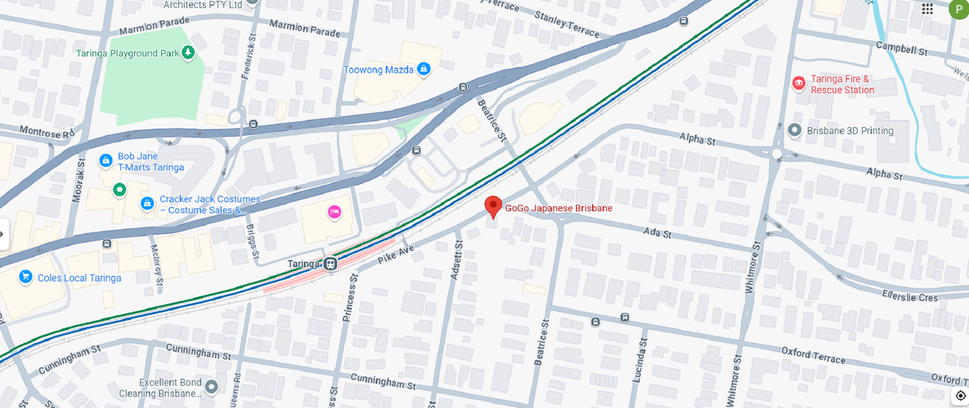 A Brisbane map showing a location with a red marker.