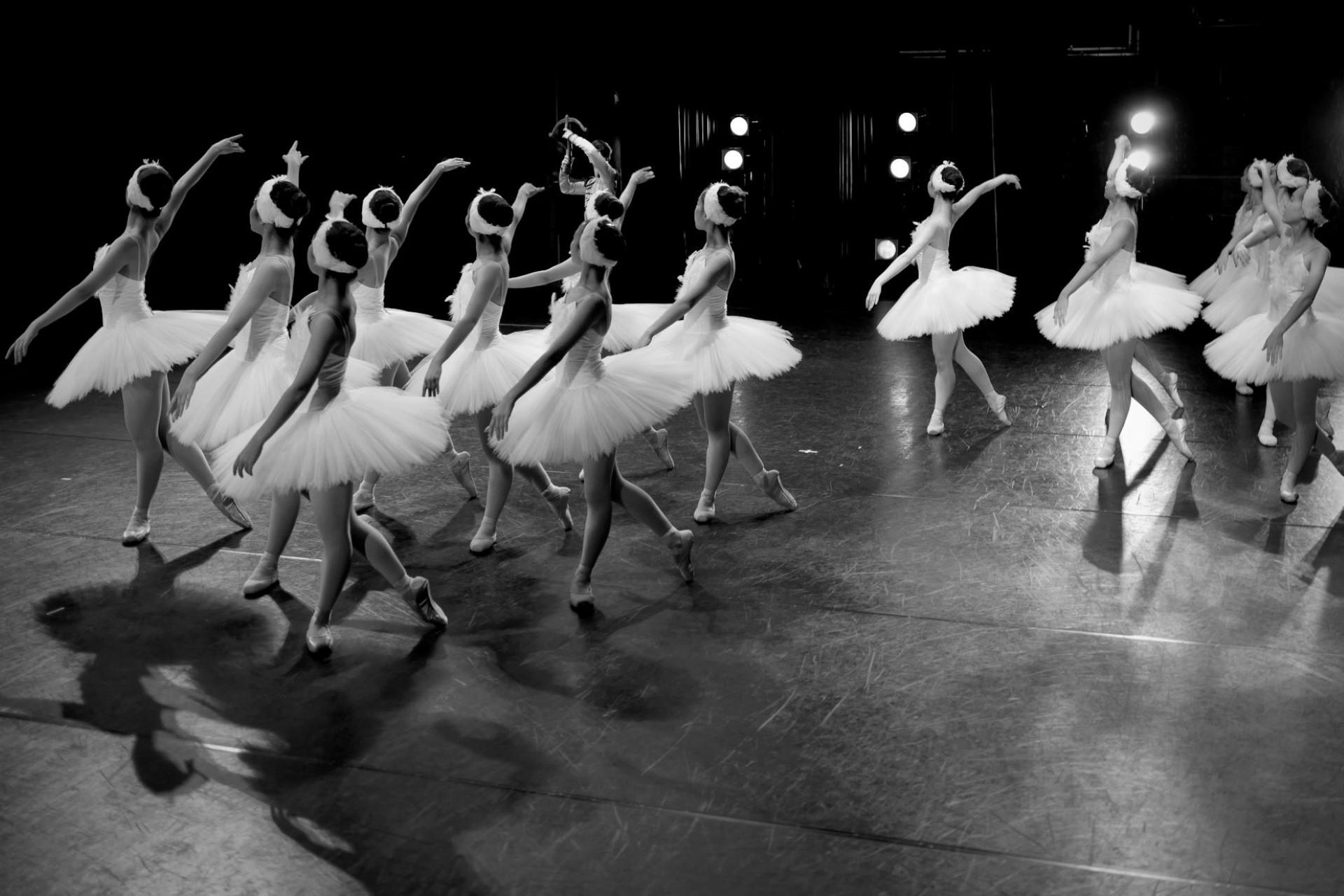 Several ballerinas performing.