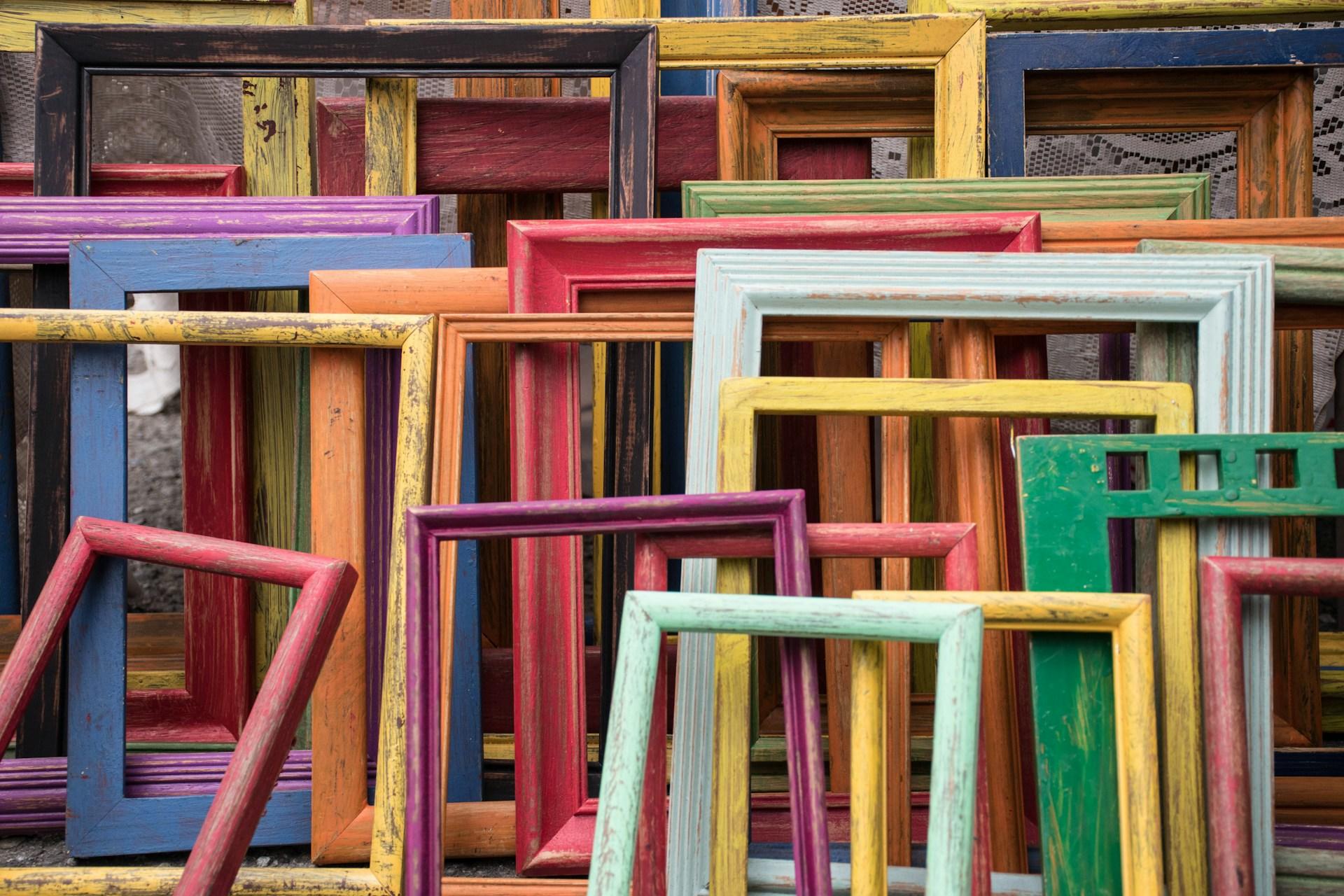 a group of colourful frames