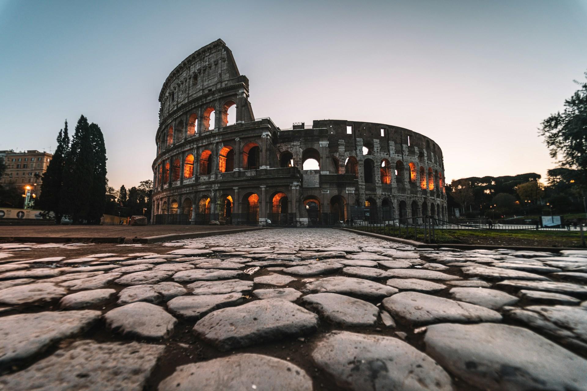 A view of the colosseum in Rome.