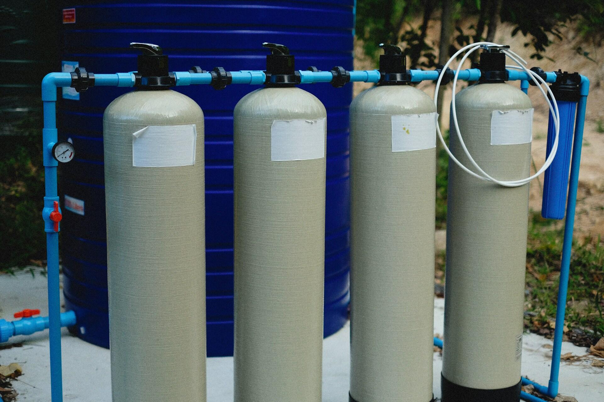 A four-chamber water filtration system.
