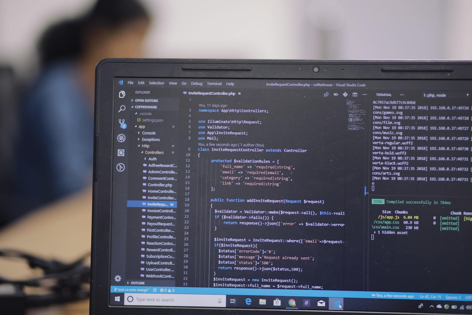 Laptop with lines of code